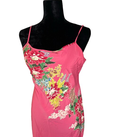 Natori Barbie Pink Floral Open Low Back Silky Maxi Slip Dress Nightgown Size XS - Picture 7 of 7